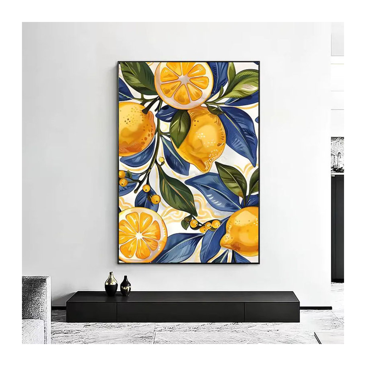 Potdemiel Küchenposter mit Orangen und Zitronen, selbstklebende Wanddekoration in Orange und Gelb, modernes HD-Kunst Motiv für Wohnzimmer und Küche - Bild 3