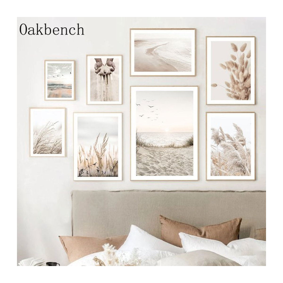 Potdemiel Leinwand Poster mit getrocknetem Gras und Blumen in Beige im skandinavischen Design für deine Wanddekoration - Bild 1