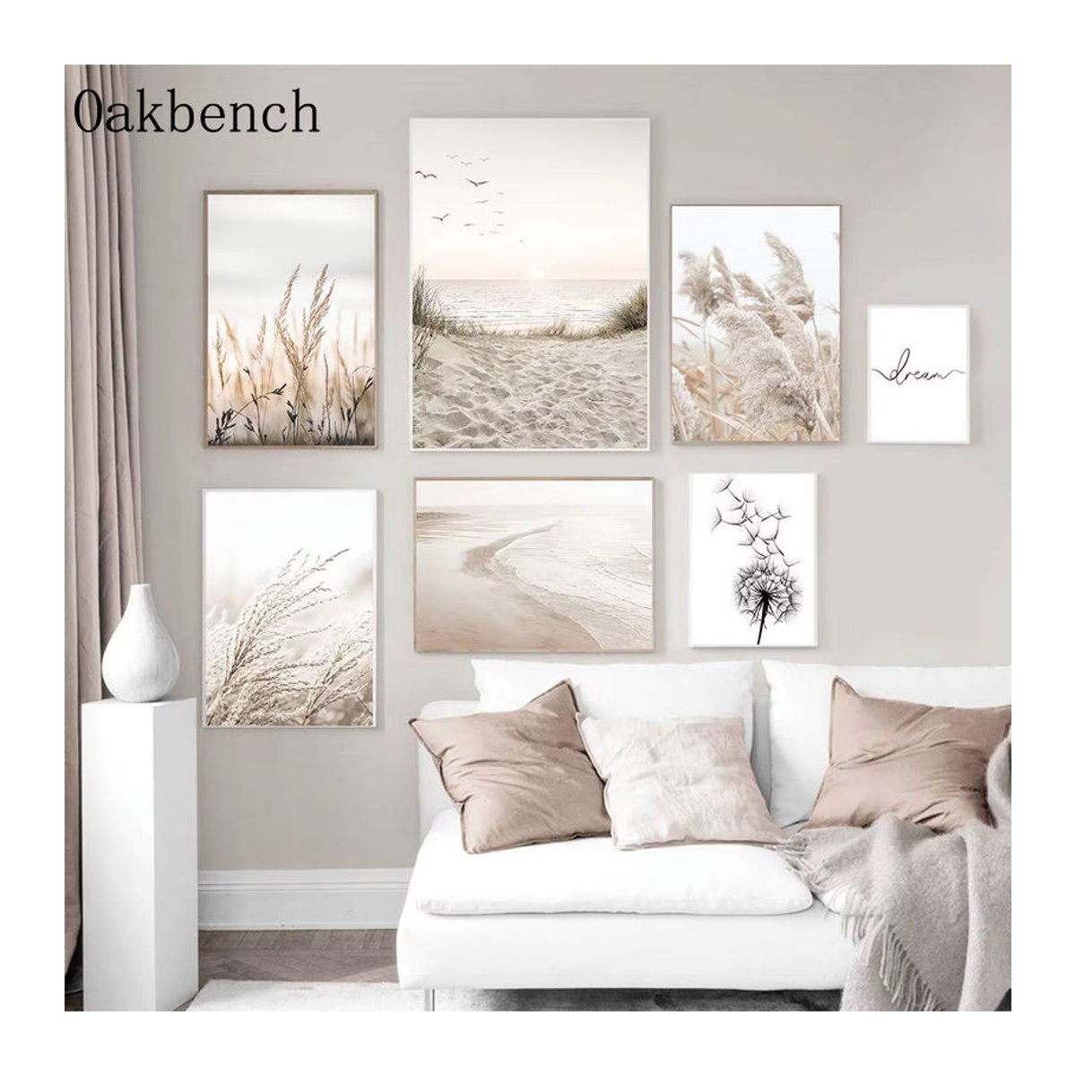 Potdemiel Leinwand Poster mit getrocknetem Gras und Blumen in Beige im skandinavischen Design für deine Wanddekoration - Bild 2