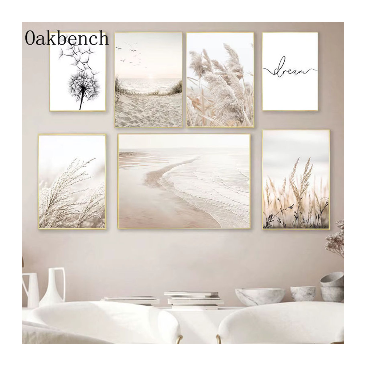 Potdemiel Leinwand Poster mit getrocknetem Gras und Blumen in Beige im skandinavischen Design für deine Wanddekoration - Bild 4
