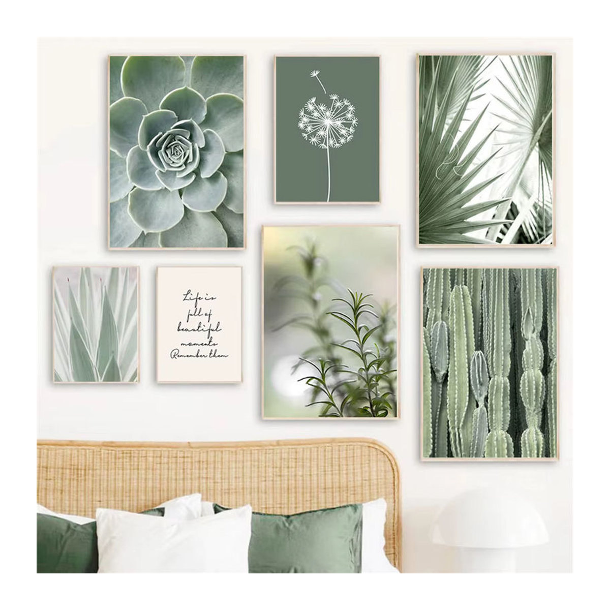 Potdemiel Leinwand Poster mit Sukkulenten und Kaktus in Grün im skandinavischen Design als florale Wanddekoration - Bild 3