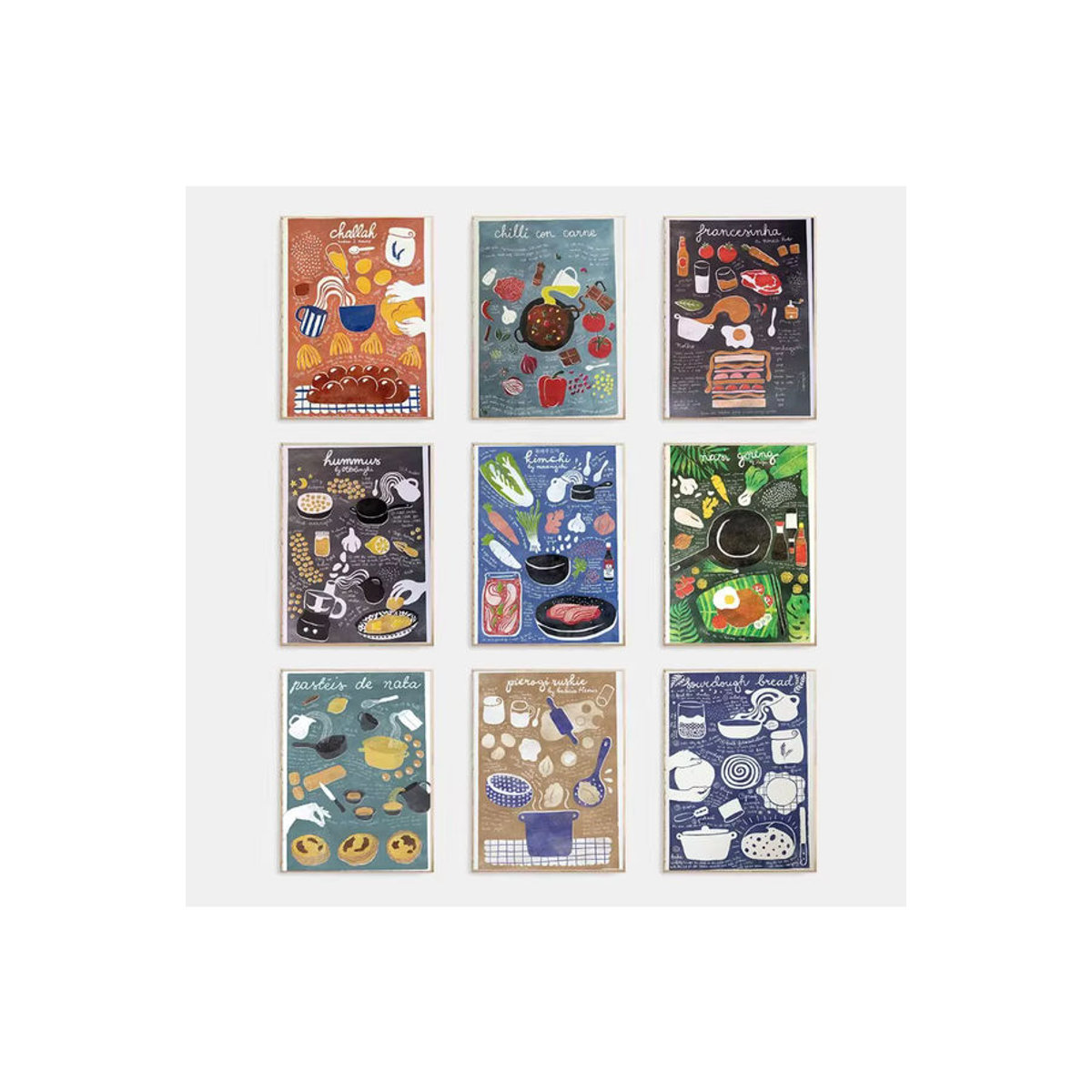 Potdemiel Leinwand Poster Set mit Obst und Gemüse in Blau für dein Wohnzimmer als minimalistische Wandkunst im Hochformat - Bild 2
