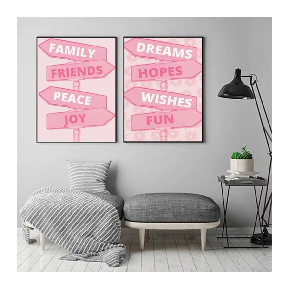 Potdemiel Leinwand Poster Skandinavischer Stil mit Spielkarten in Rosa, Abstraktes Wandbild für Wohnzimmer und Schlafzimmer, ungerahmt - Bild 3