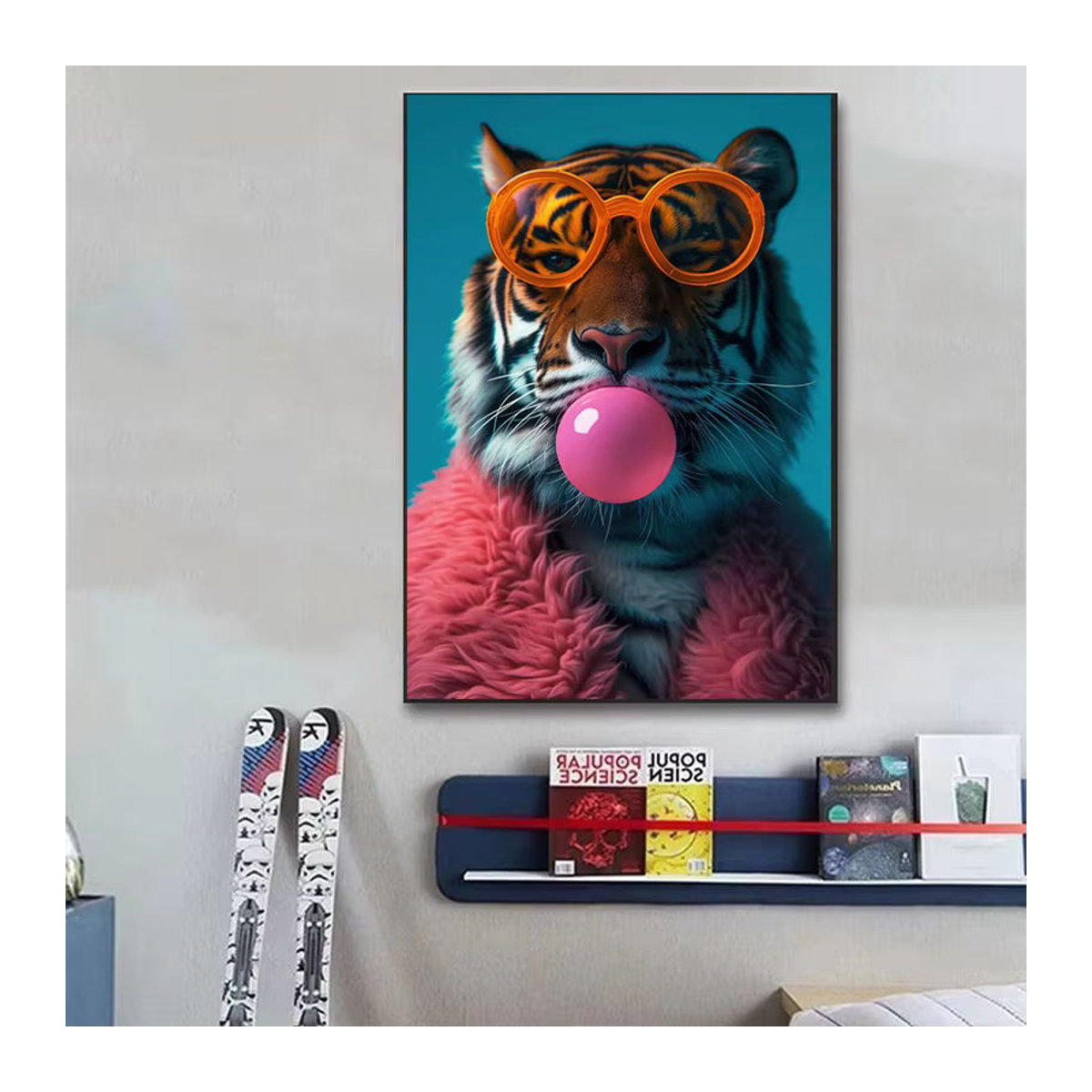 Potdemiel Leinwand Tierprint mit Löwe, Tiger und Zebra beim Kaugummiblasen, mehrfarbig, Wanddekoration für dein Wohnzimmer - Bild 2