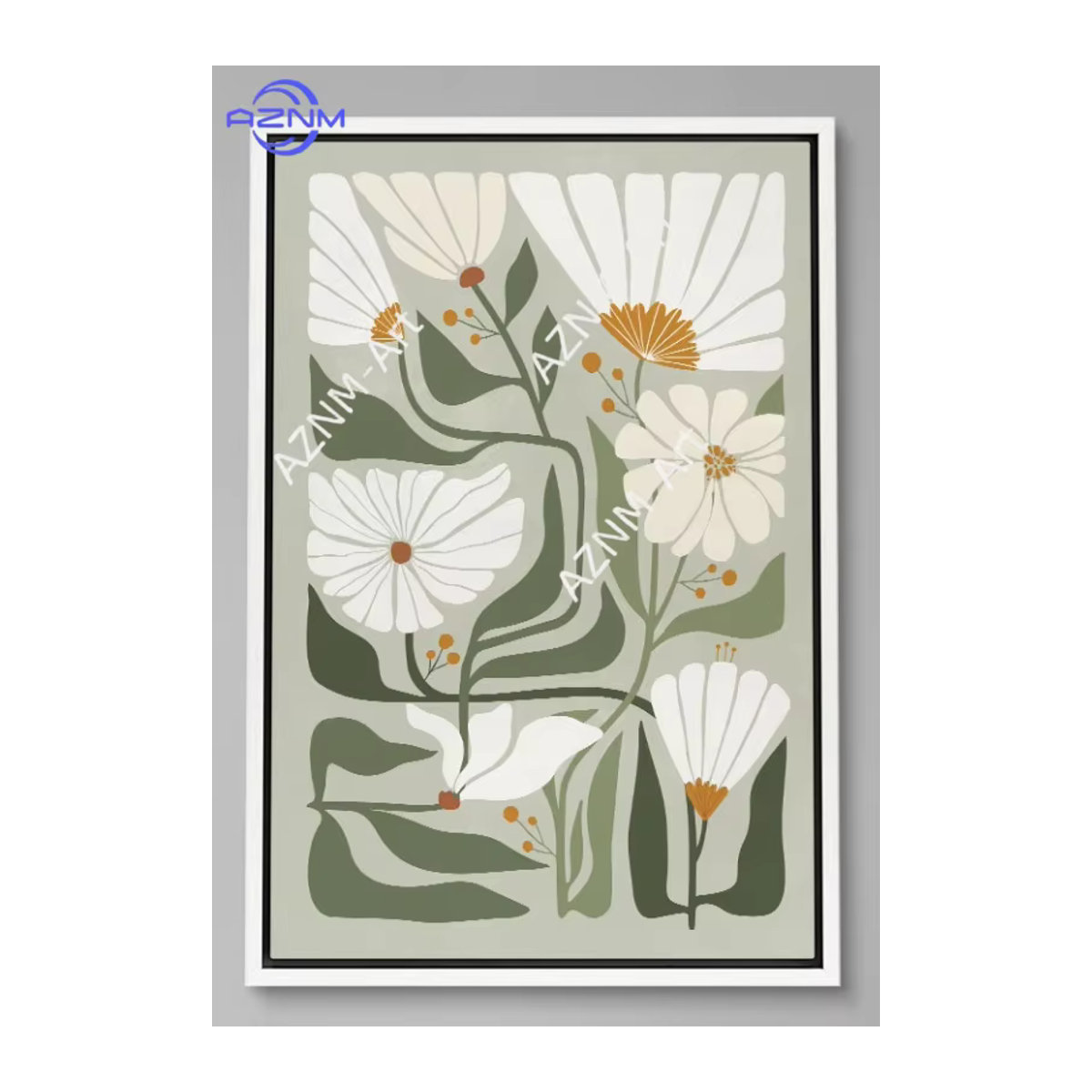 Potdemiel Leinwand-Wandkunst Abstrakt Grüner Botanischer Blumendruck im Boho-Stil für deine Wohnzimmer-Dekoration - Bild 4