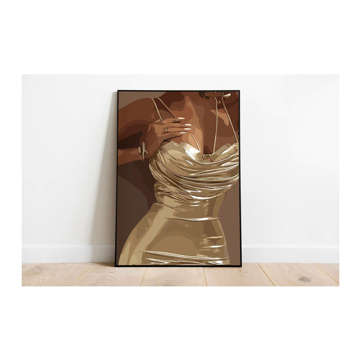 Potdemiel Leinwand Wandkunst Black Girl Porträt als modisches Dekorationselement in Schwarz und Mehrfarbig, Rahmenlos - Bild 1
