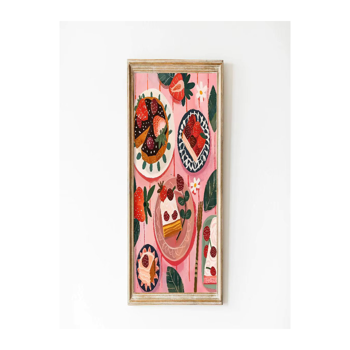 Potdemiel Leinwand Wandkunst Essen Rosa Hochformat - Bild 1
