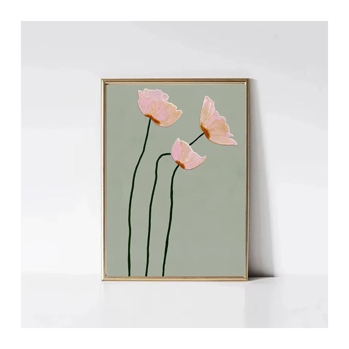 Potdemiel Leinwand Wandkunst Set mit abstrakten floralen und geometrischen Mustern in Grün, 6er Set im Hochformat - Bild 1