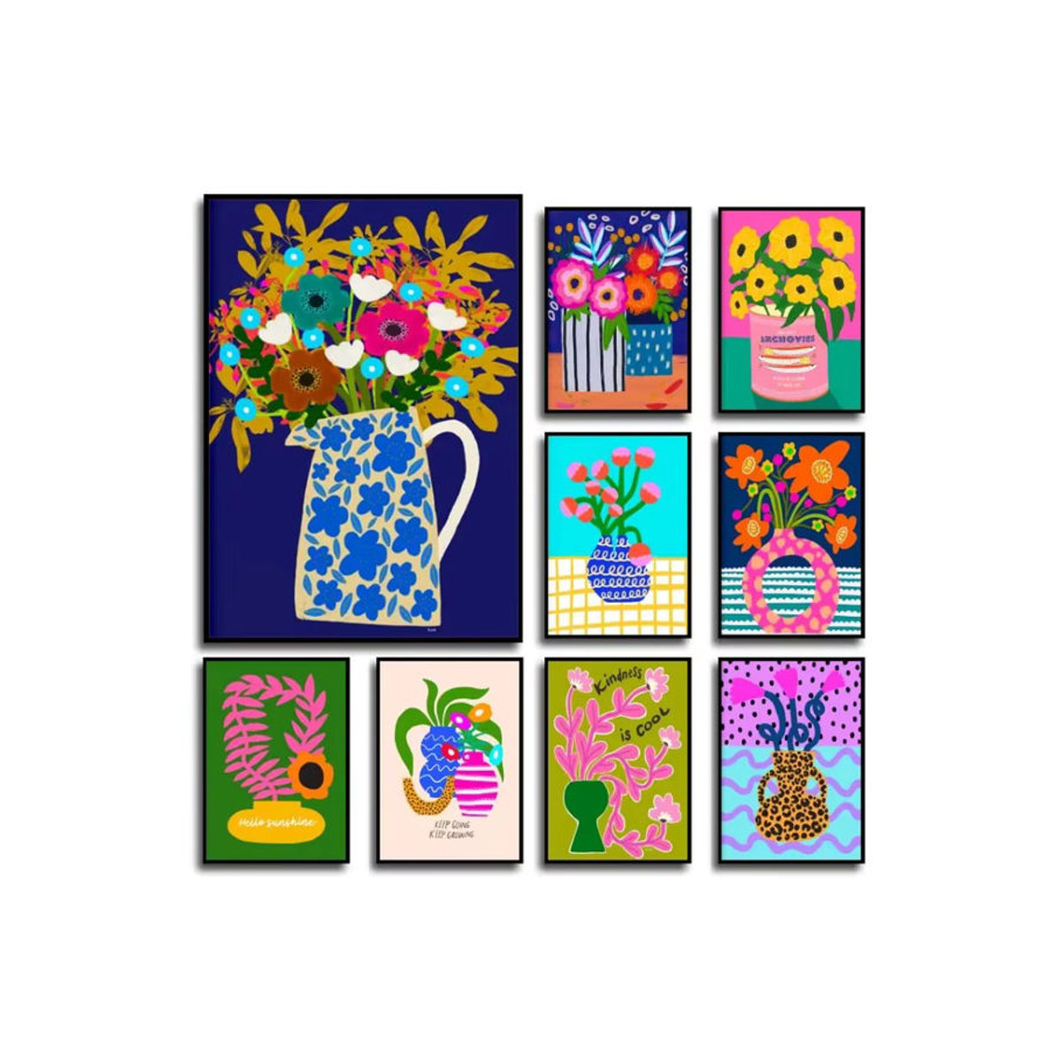 Potdemiel Leinwandbild Floral mit Blumen und Vase in Rosa und Mehrfarbig im skandinavischen Design für deine Wohnzimmer Dekoration - Bild 5
