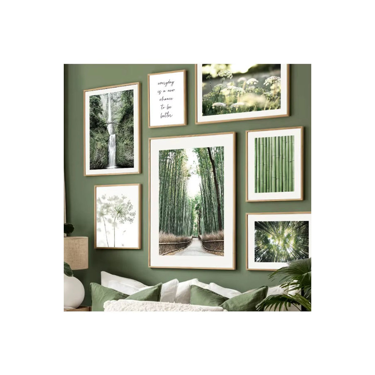 Potdemiel Leinwandbild Landschaft mit Löwenzahn und Bambus in Mehrfarbig, Modernes Wandbild für Wohnzimmer und Dekoration - Bild 3