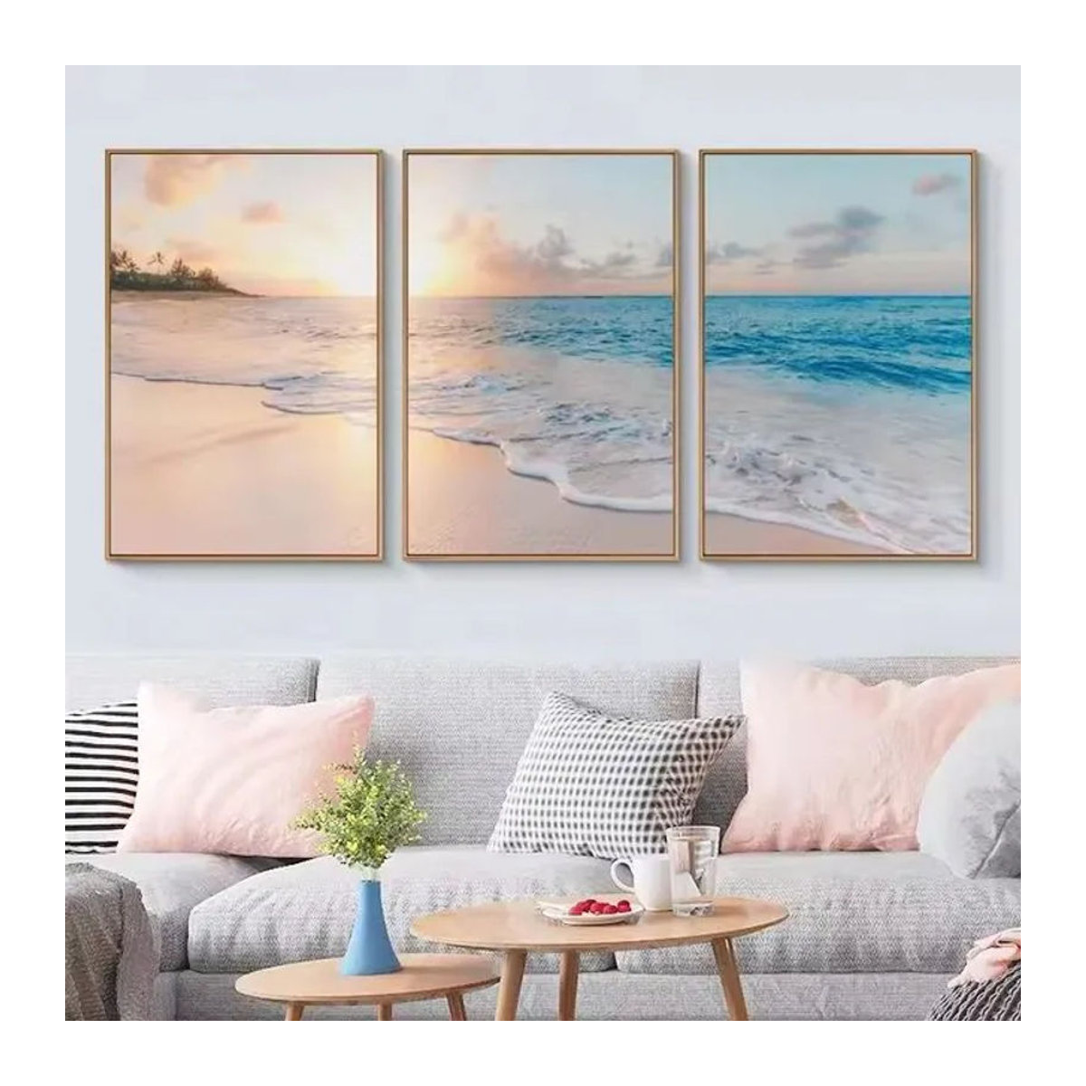 Potdemiel Leinwandbild Meereslandschaft in Blau, Moderne Strandlandschaft als Wandkunst für dein Wohnzimmer - Bild 1