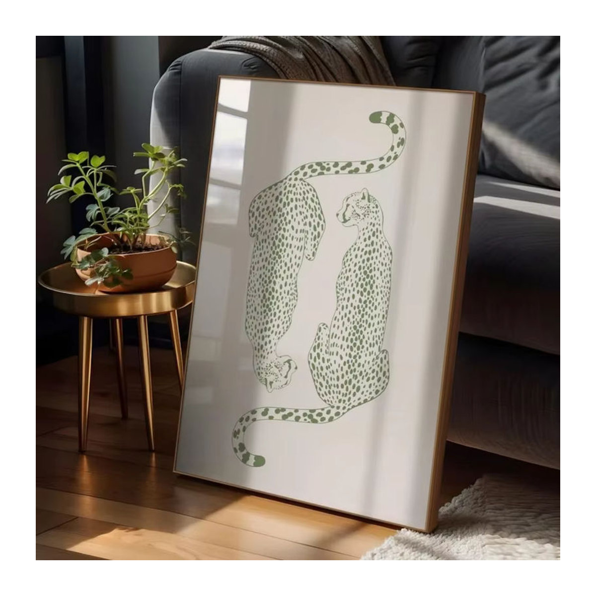 Potdemiel Leinwandbild mit Geparden-Motiv in Grün, moderner Tierprint als rahmenlose Wanddekoration im Hochformat - Bild 2