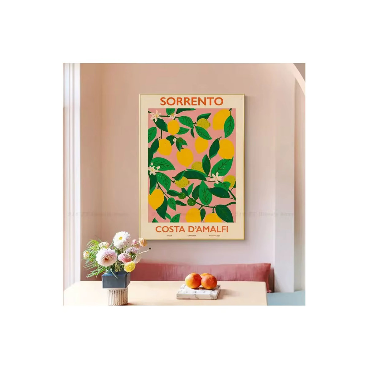 Potdemiel Leinwanddruck Kirsch-Zitronen-Orangen-Obstmarkt in Querformat, mehrfarbig, modern und floral, rahmenlos - Bild 3