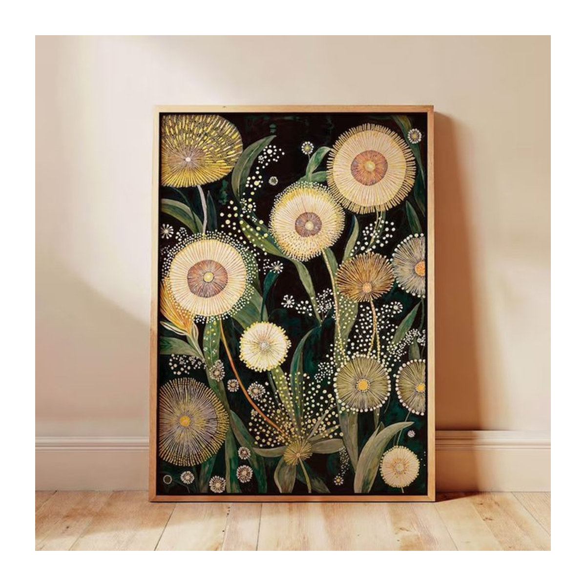 Potdemiel Leinwanddruck Löwenzahn Wandkunst in Grün und Mehrfarbig mit floralem Design im modernen Stil - Bild 1