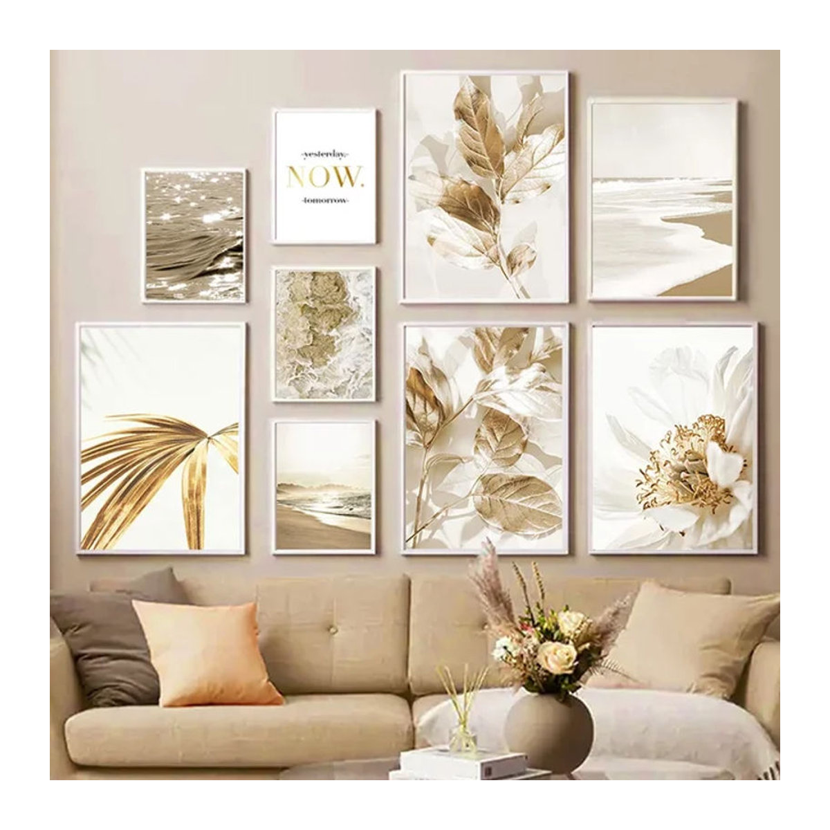 Potdemiel Leinwanddruck mit botanischer Landschaft und floraler Kunst in Weiß im skandinavischen Stil - Bild 1