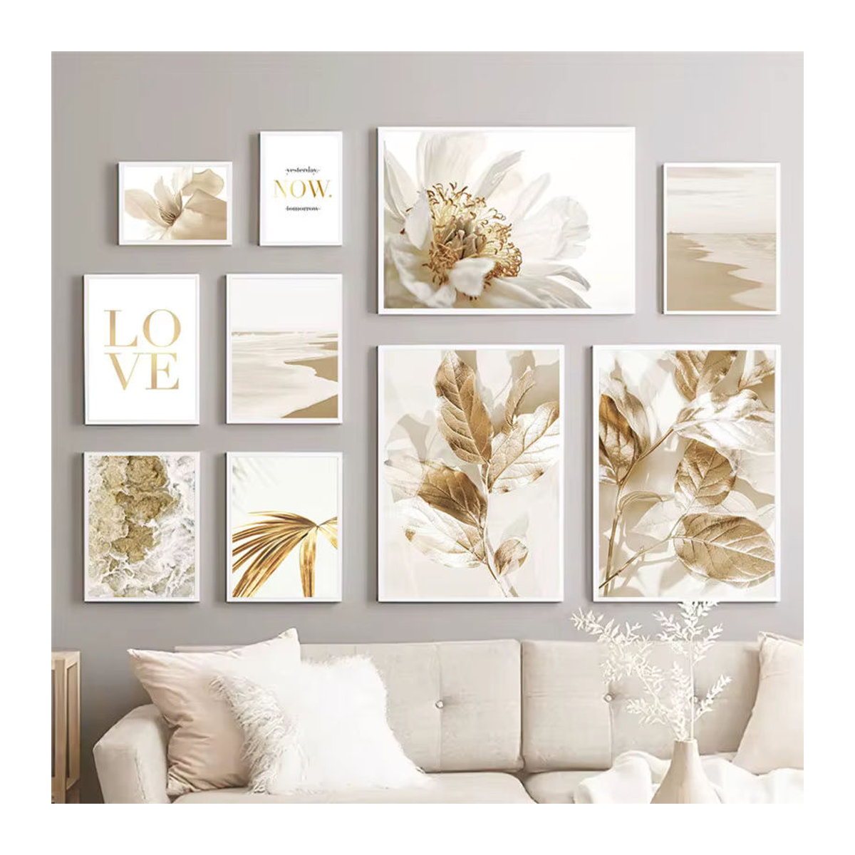 Potdemiel Leinwanddruck mit botanischer Landschaft und floraler Kunst in Weiß im skandinavischen Stil - Bild 2