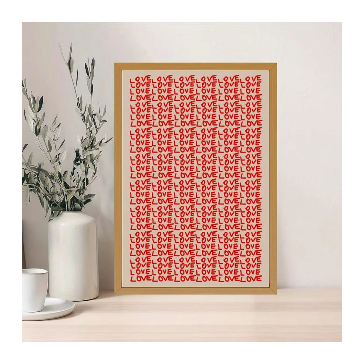 Potdemiel Leinwanddruck Rote Liebesbriefe Typografie Wandkunst in Rot für moderne Dekoration - Bild 1