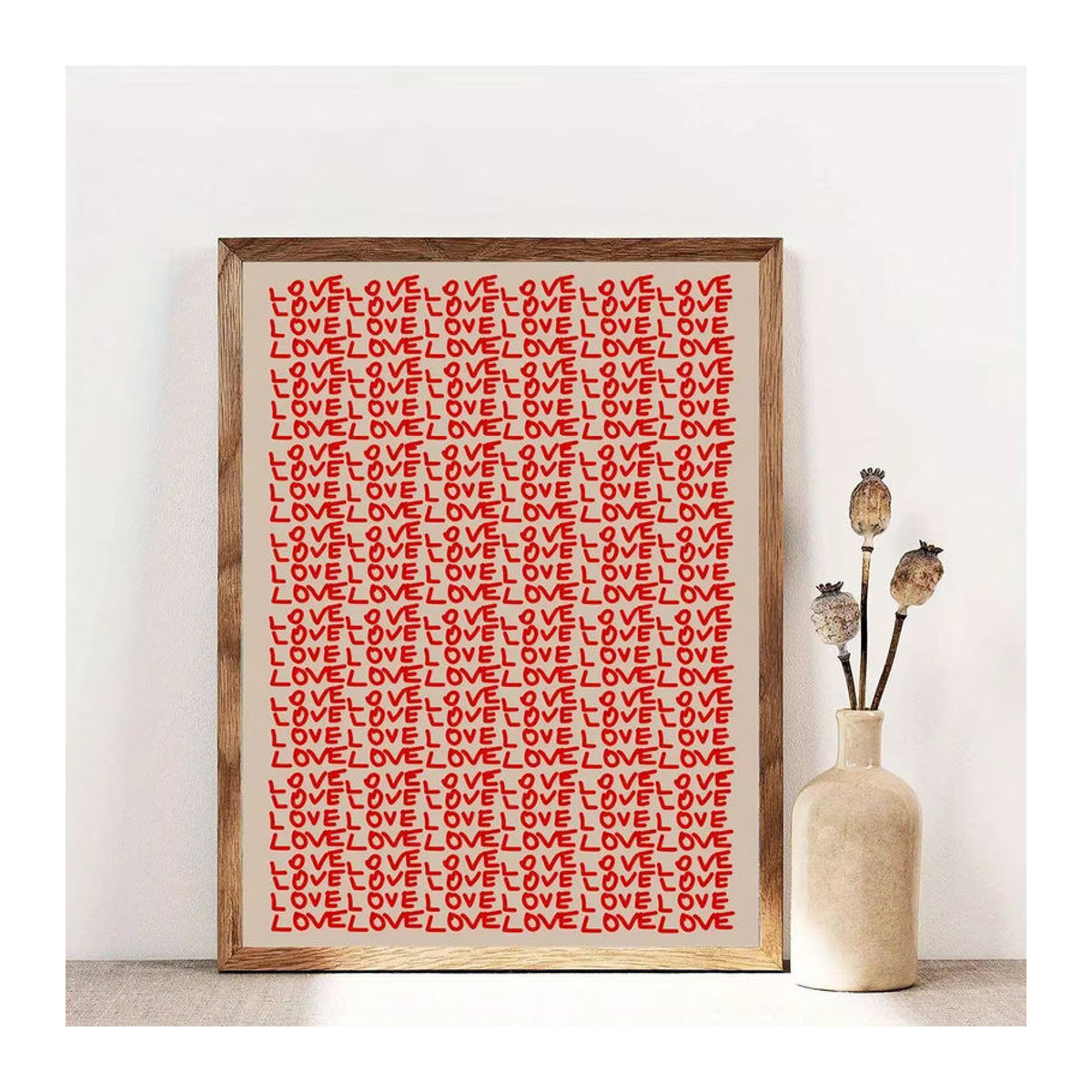 Potdemiel Leinwanddruck Rote Liebesbriefe Typografie Wandkunst in Rot für moderne Dekoration - Bild 2