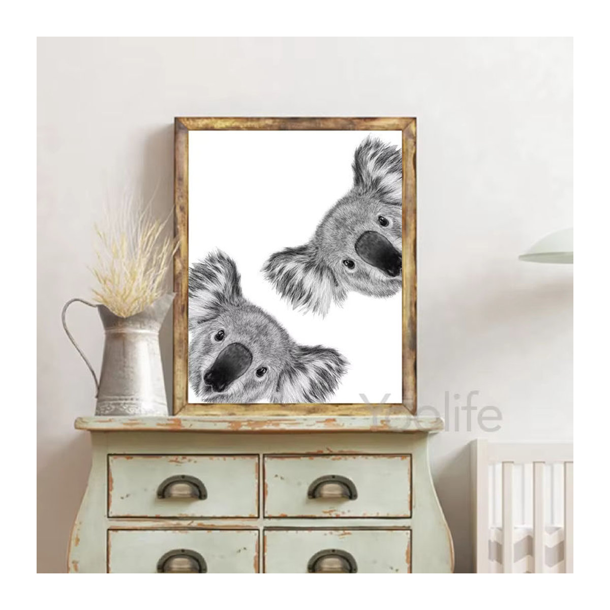 Potdemiel Leinwandgemälde Koala-Fotografie in Schwarz-Weiß als minimalistische Wandkunst für Kinderzimmer und Dekoration - Bild 2