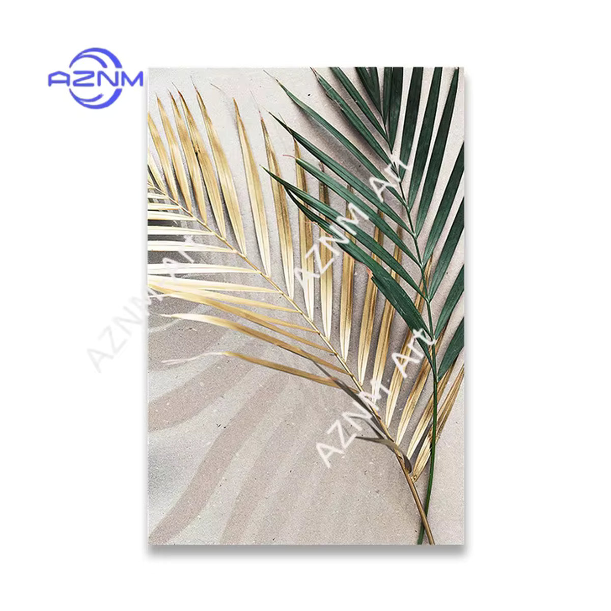 Potdemiel Leinwandgemälde mit goldenem Palmenblatt im nordischen Stil, florale Kunstposter für deine Wanddekoration, mehrfarbig - Bild 5