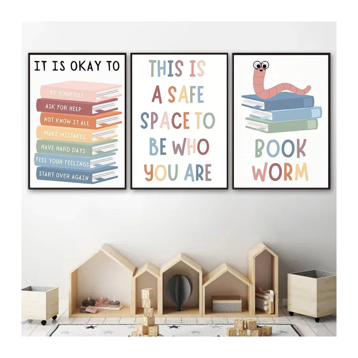 Potdemiel Leinwandposter mit Buchstabenmuster und Typografie in Mehrfarbig für Kinderzimmer und Klassenzimmer - Bild 2