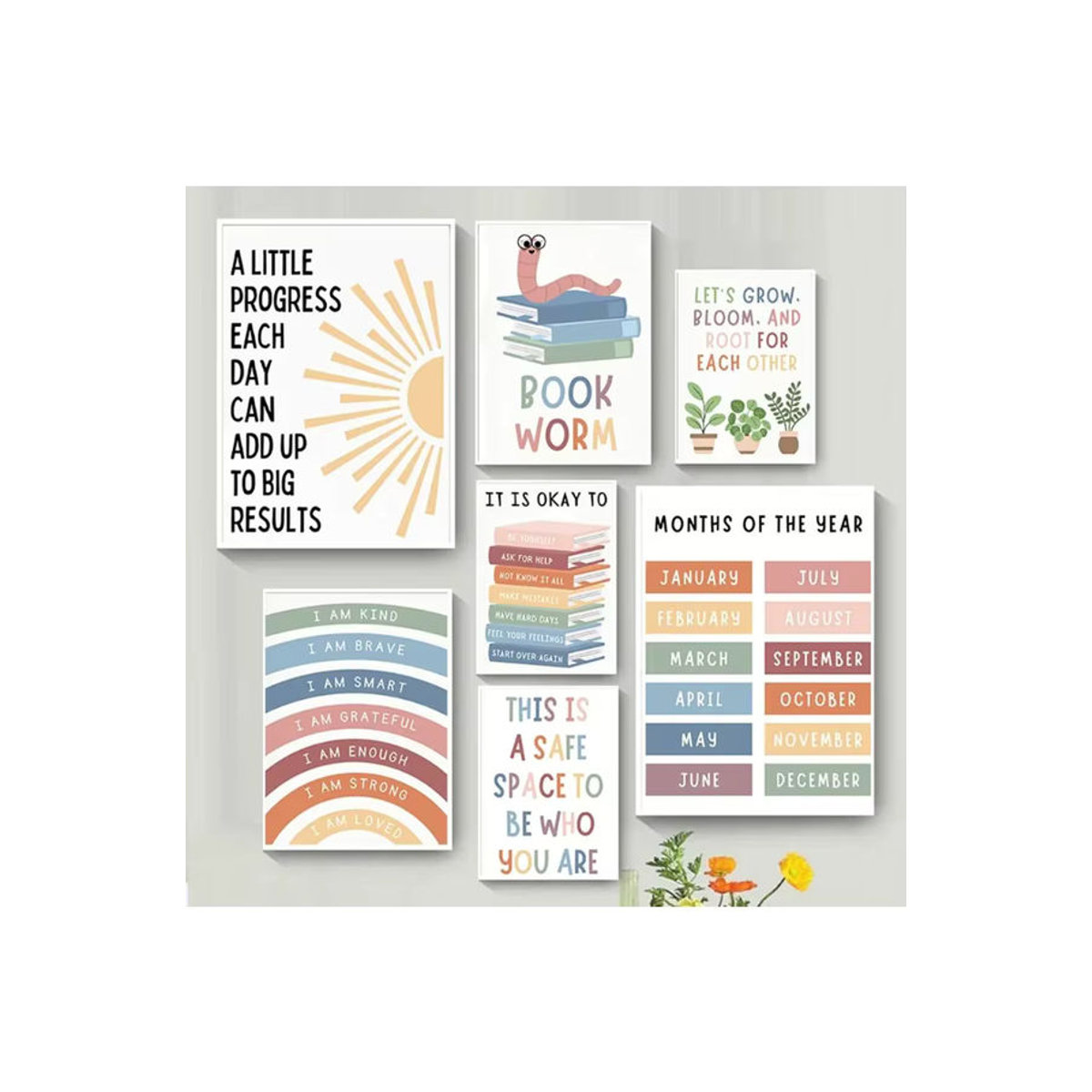 Potdemiel Leinwandposter mit Buchstabenmuster und Typografie in Mehrfarbig für Kinderzimmer und Klassenzimmer - Bild 4