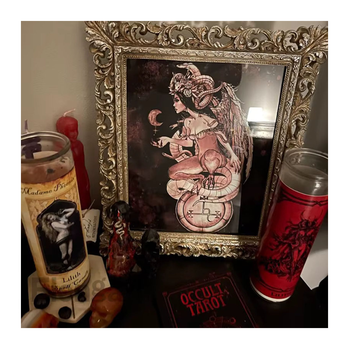 Potdemiel Lilith Okkult Mutter der Dämonen Leinwand Wandbild Porträt Mehrfarbig - Bild 3