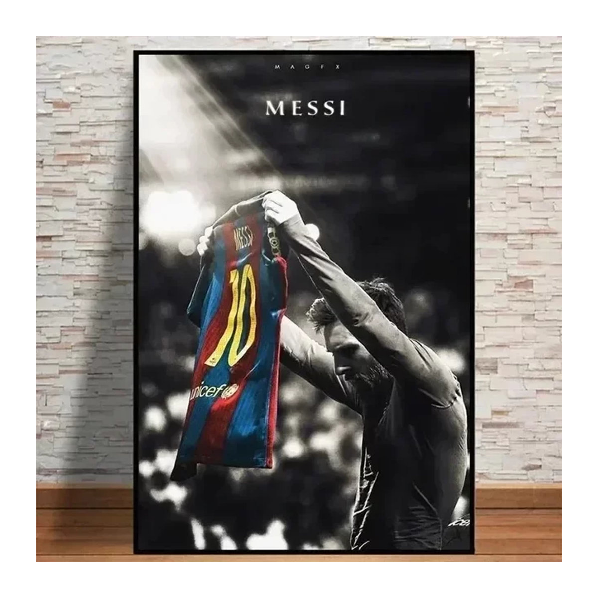 Potdemiel Lionel Messi Vintage Leinwand Wandkunst Porträt Poster in Hochformat und Mehrfarbig - Bild 1