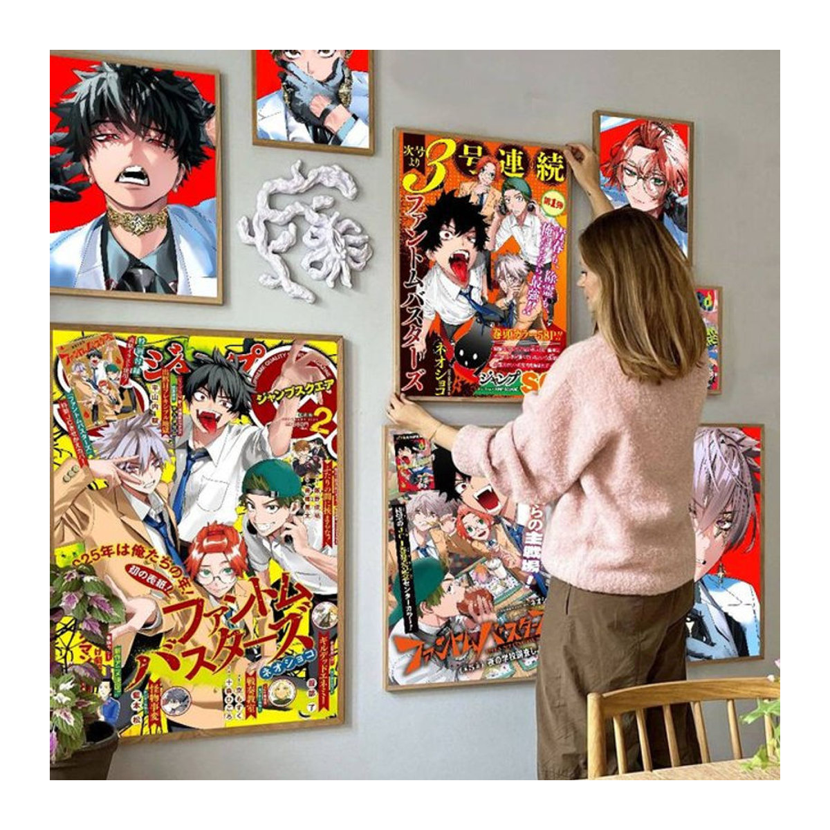 Potdemiel Manga Comic Poster Phantom Busters Wasserfester Papieraufkleber in Weiß und Mehrfarbig zur Wanddekoration - Bild 1