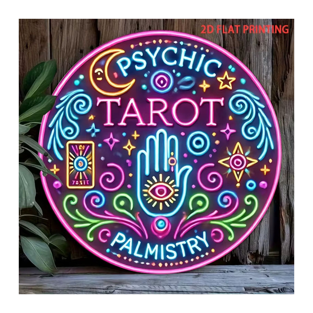 Potdemiel Metall-Wanddekoration Psychic Tarot & Palmistry Guide in Vintage-Optik, rund, mehrfarbig - Bild 5