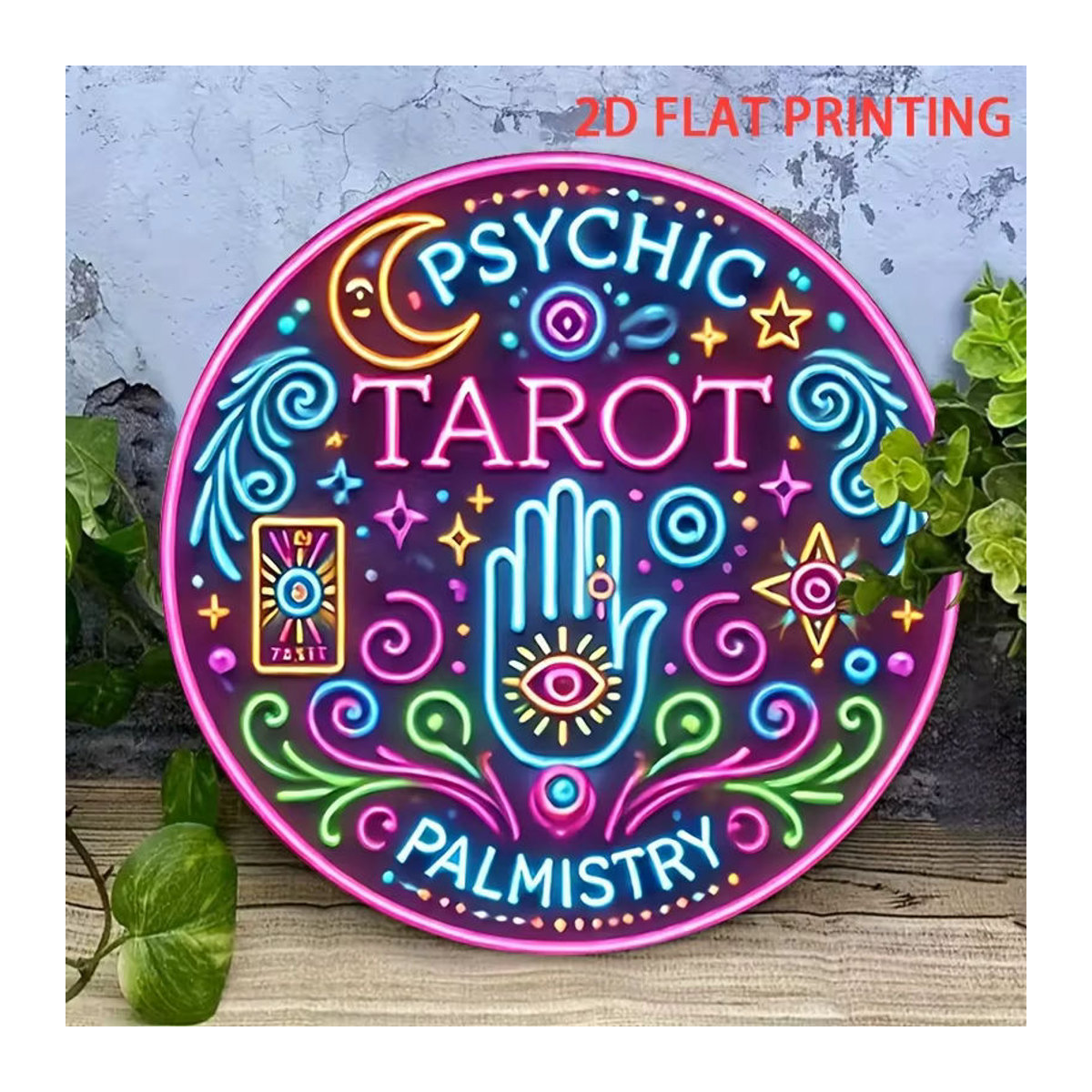 Potdemiel Metall-Wanddekoration Psychic Tarot & Palmistry Guide in Vintage-Optik, rund, mehrfarbig - Bild 6