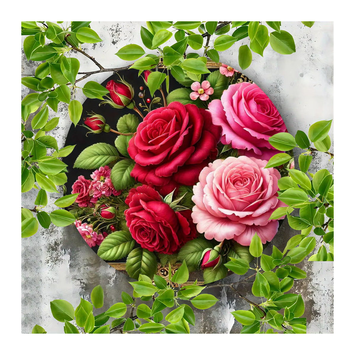 Potdemiel Metall-Wandkunst Floral Rose Blossom Rund, mehrfarbig, Durchmesser: 20,3 cm - Bild 2