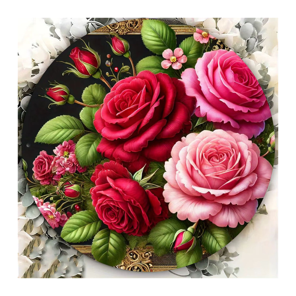 Potdemiel Metall-Wandkunst Floral Rose Blossom Rund, mehrfarbig, Durchmesser: 20,3 cm - Bild 3