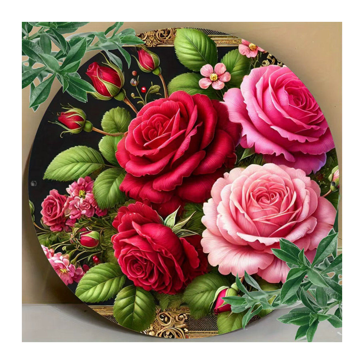 Potdemiel Metall-Wandkunst Floral Rose Blossom Rund, mehrfarbig, Durchmesser: 20,3 cm - Bild 5