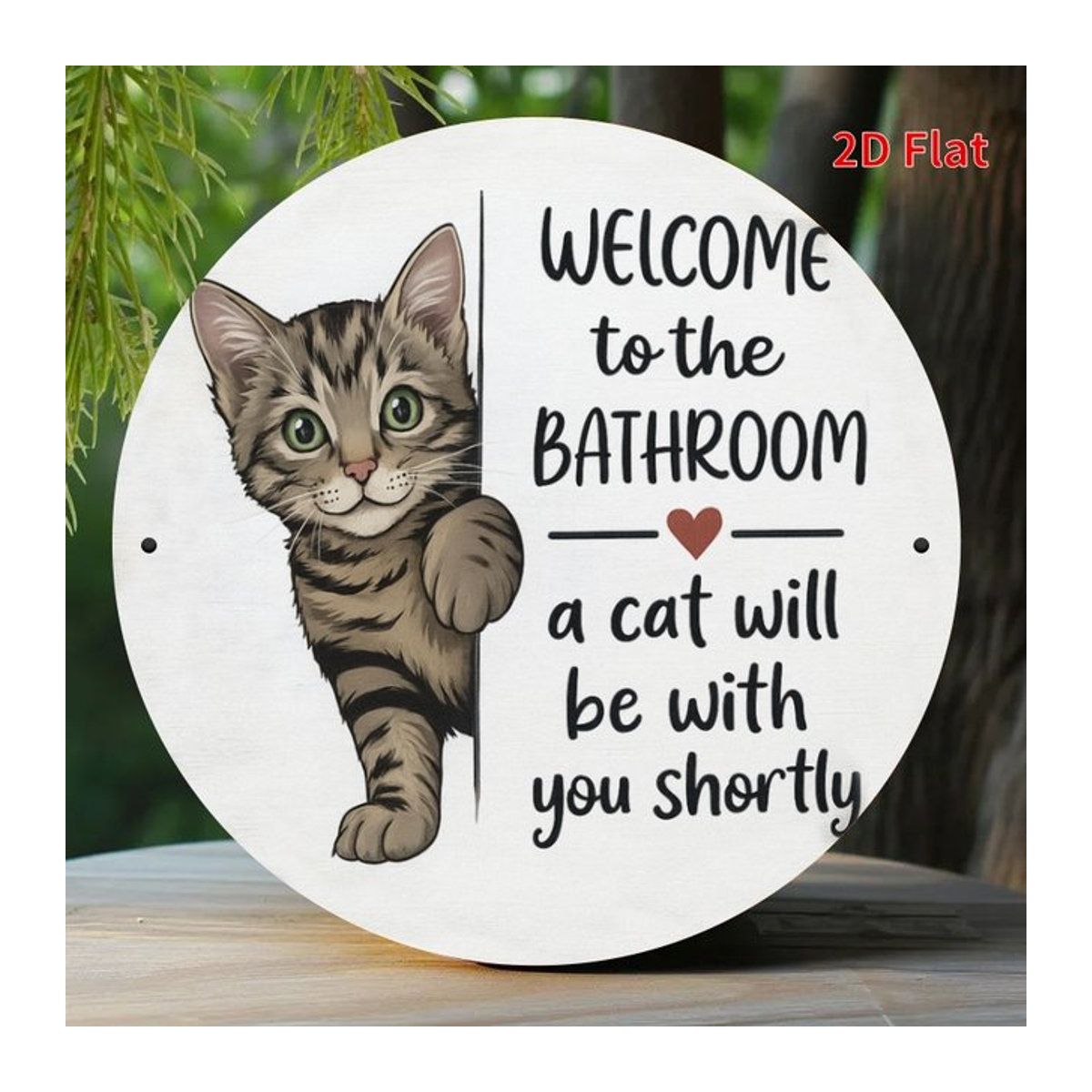 Potdemiel Metallschild Badezimmer Katzen Willkommen Wanddekoration Weiß - Bild 1