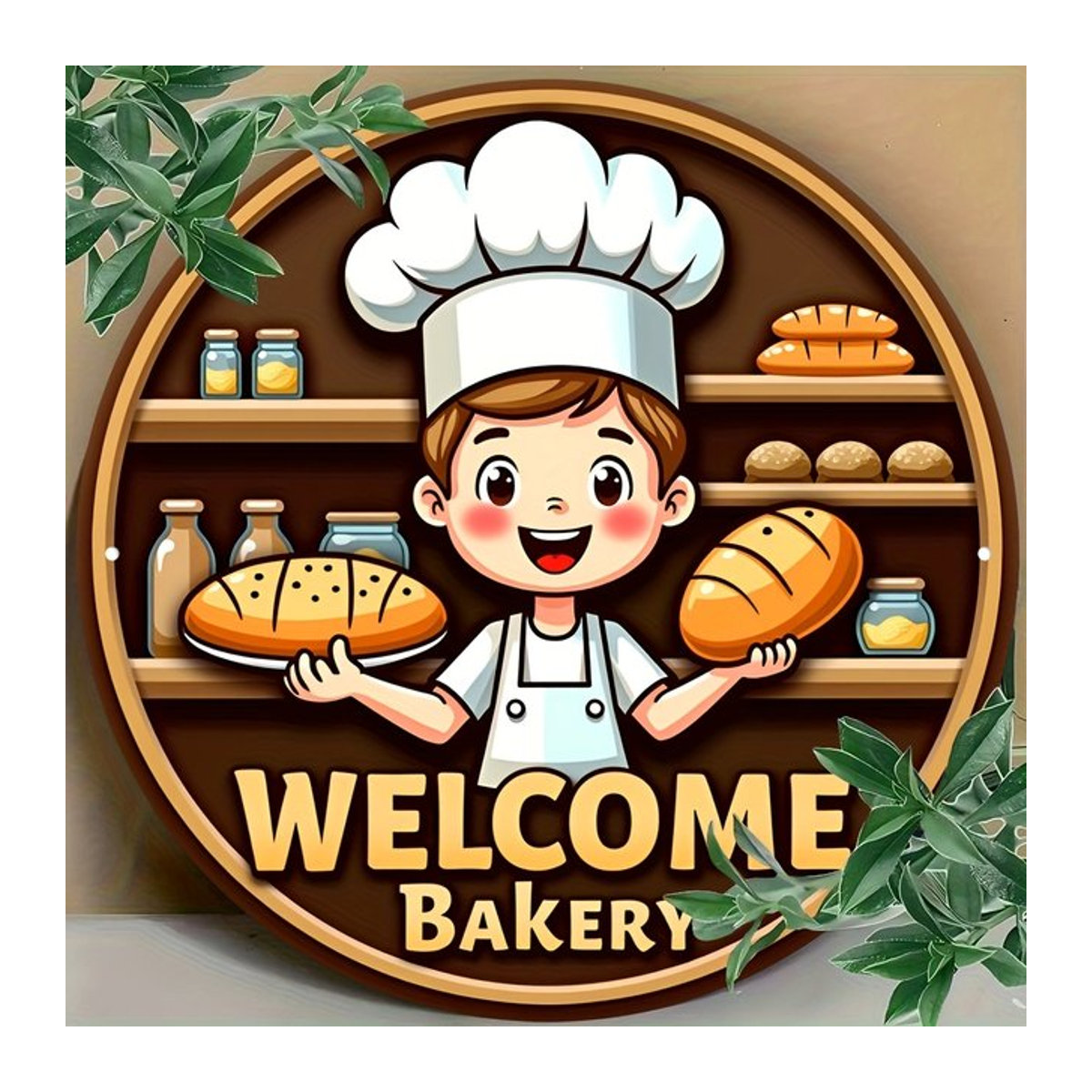 Potdemiel Metallschild Welcome to Bakery rund Vintage-Dekoration mehrfarbig Durchmesser: 20,3 cm - Bild 1