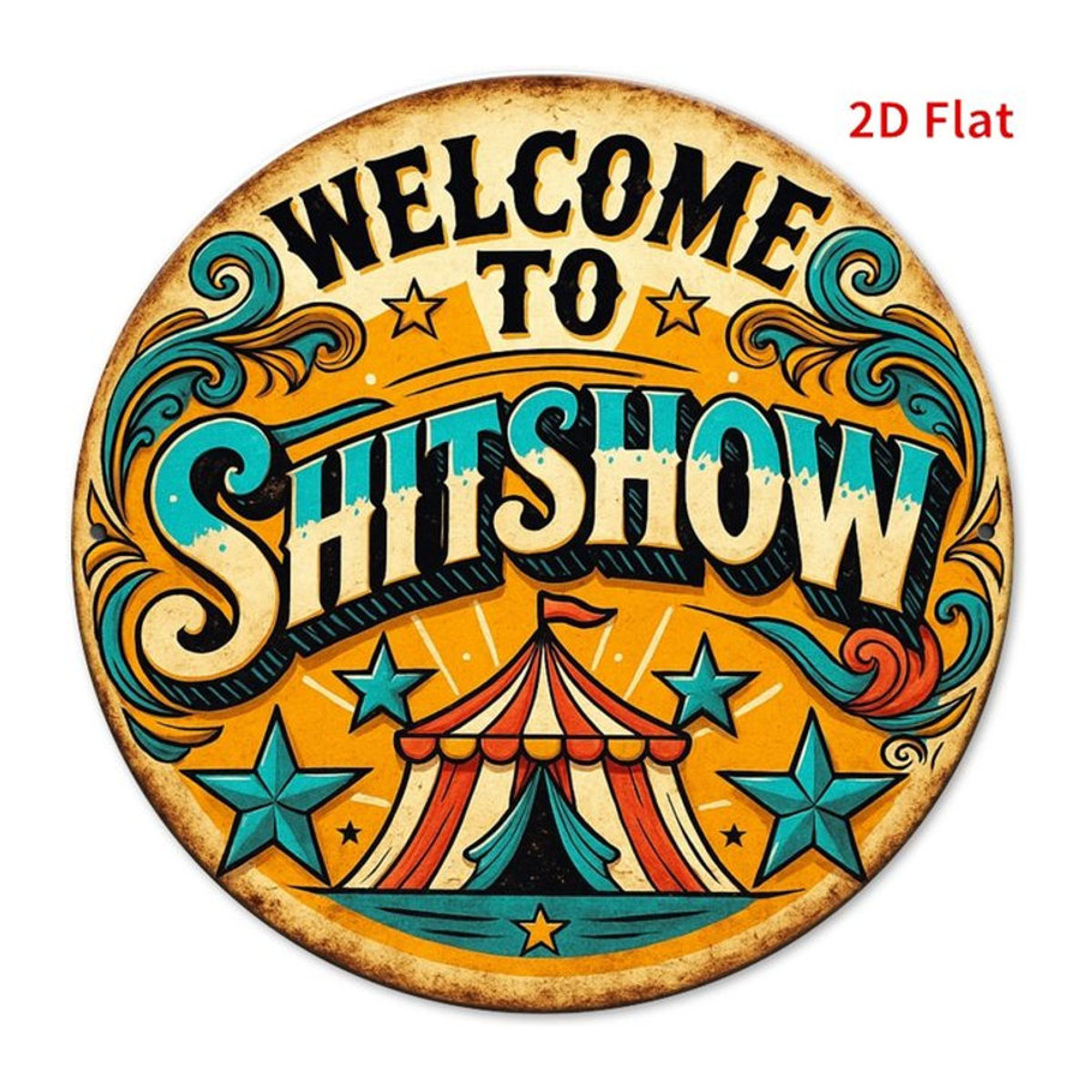 Potdemiel Metallwandkunst Welcome to Shitshow mit Zirkusdesign und Sternen, quadratisch, mehrfarbig, B/H: 20 x 20 cm - Bild 1