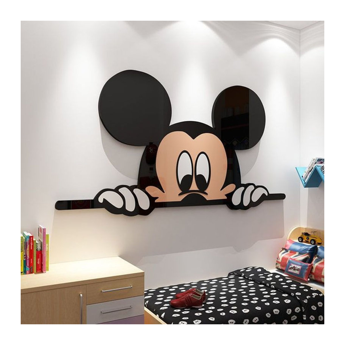 Potdemiel Mickey Minnie Maus Wandaufkleber DIY 3D Acryl Wanddekoration für Kinderzimmer und Wohnzimmer, mehrfarbig - Bild 1