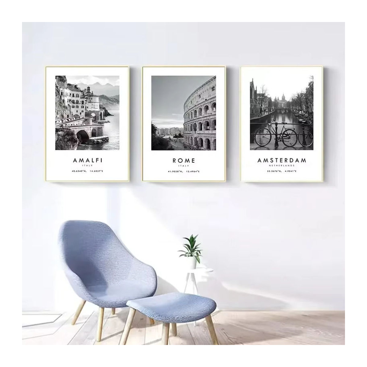 Potdemiel Minimalistische Landschaft Poster Set aus Leinwand und Papier in Schwarz, Weiß und Mehrfarbig für moderne Wanddekoration - Bild 2