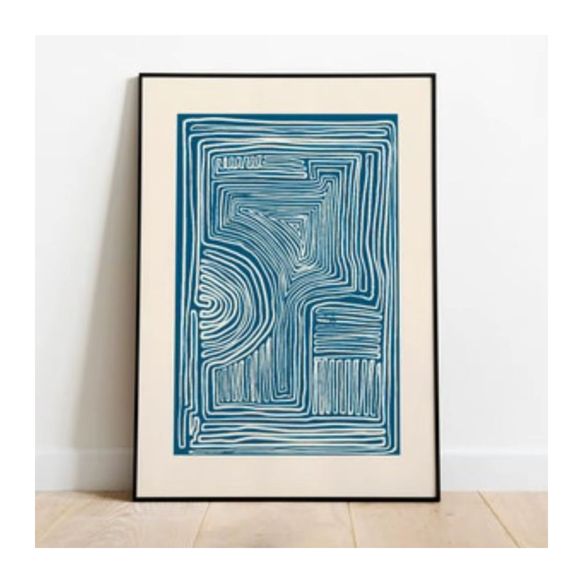 Potdemiel Minimalistische Wanddekoration – Abstraktes Line-Art Leinwandposter in Blau – Modernes Wandkunst Design im Hochformat - Bild 6