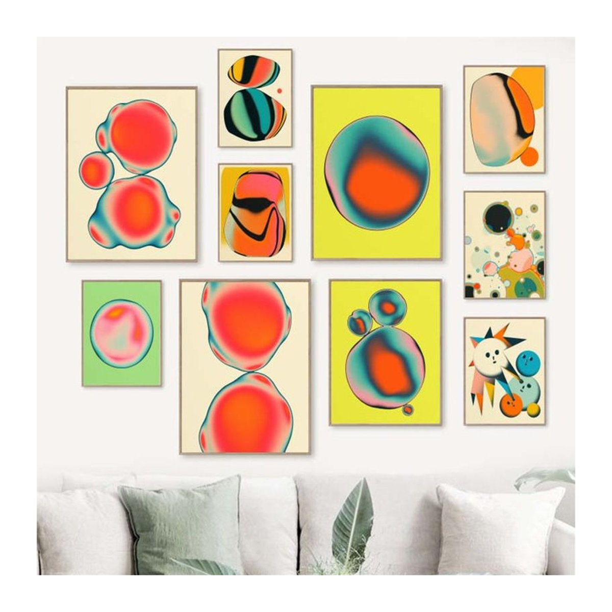 Potdemiel Minimalistisches Fantasy-Kunstposter Rund, Abstraktes Geometrisches Leinwandbild Mehrfarbig als Wanddeko - Bild 1