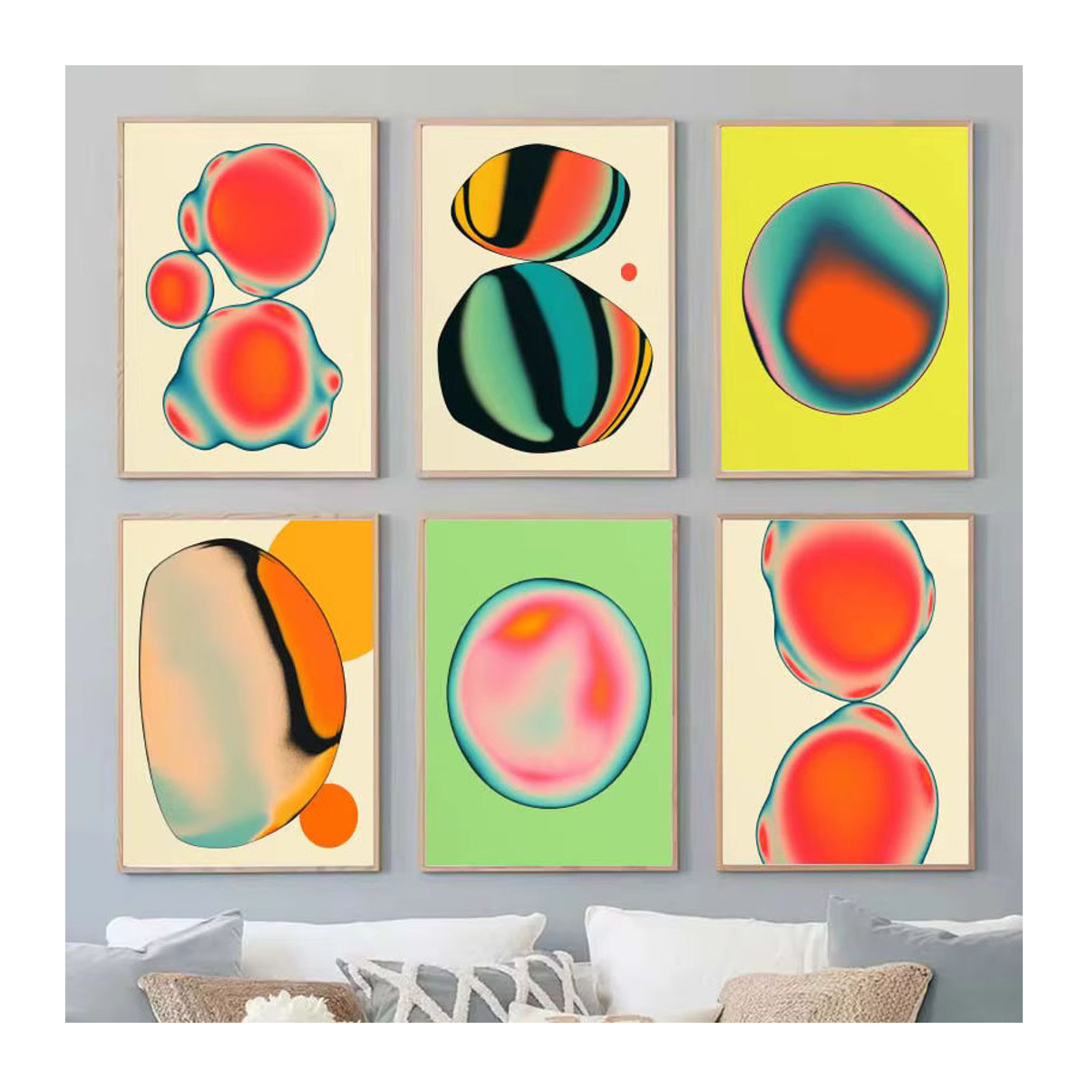 Potdemiel Minimalistisches Fantasy-Kunstposter Rund, Abstraktes Geometrisches Leinwandbild Mehrfarbig als Wanddeko - Bild 2