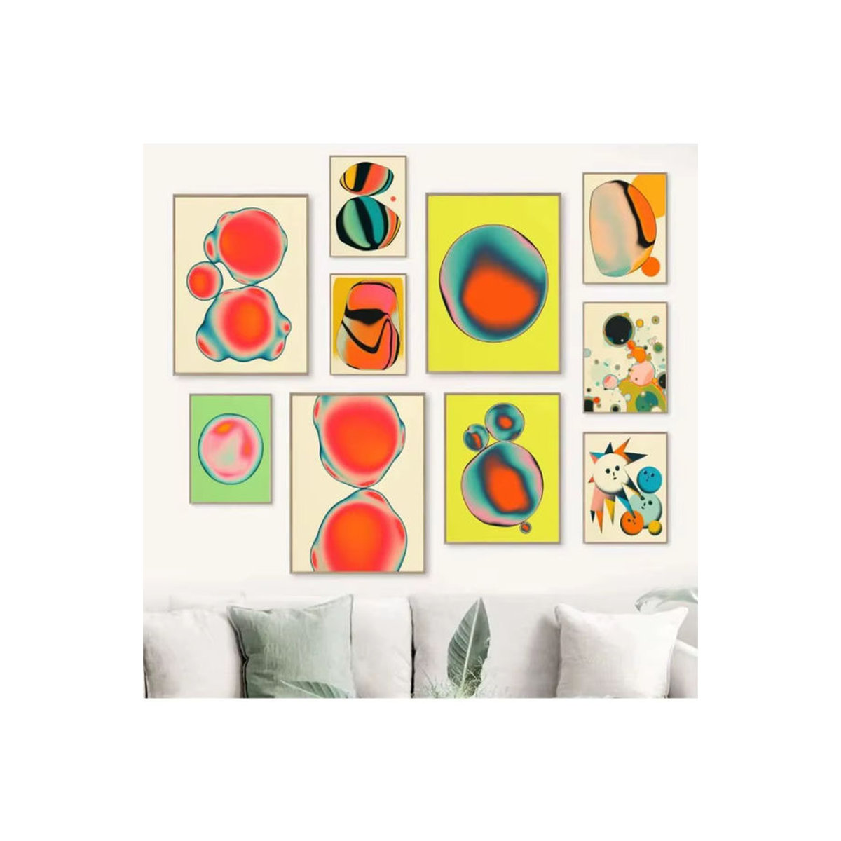 Potdemiel Minimalistisches Fantasy-Kunstposter Rund, Abstraktes Geometrisches Leinwandbild Mehrfarbig als Wanddeko - Bild 3