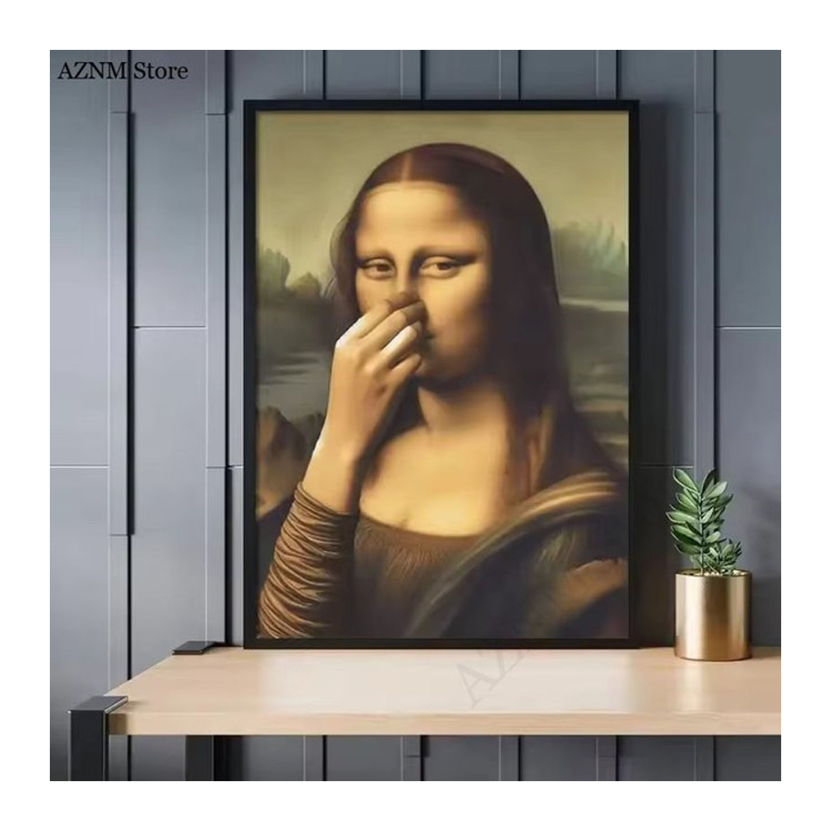 Potdemiel Mona Lisa Badezimmer Wandkunst Leinwand Porträt in Vintage-Optik, mehrfarbig, rechteckig und rahmenlos - Bild 1
