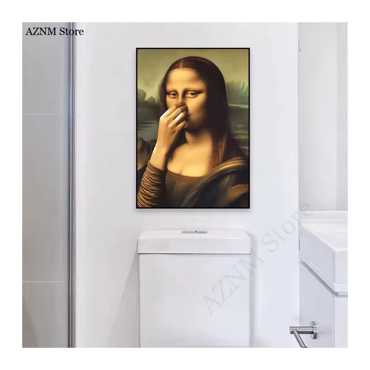 Potdemiel Mona Lisa Badezimmer Wandkunst Leinwand Porträt in Vintage-Optik, mehrfarbig, rechteckig und rahmenlos - Bild 4