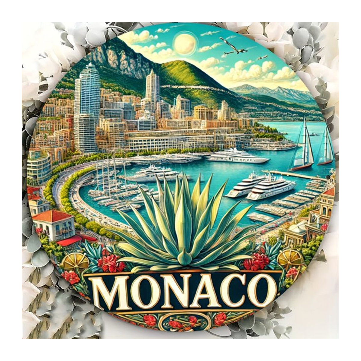 Potdemiel Monaco Vintage Rundes Metallschild, Mehrfarbig, Durchmesser: 20 cm - Bild 1