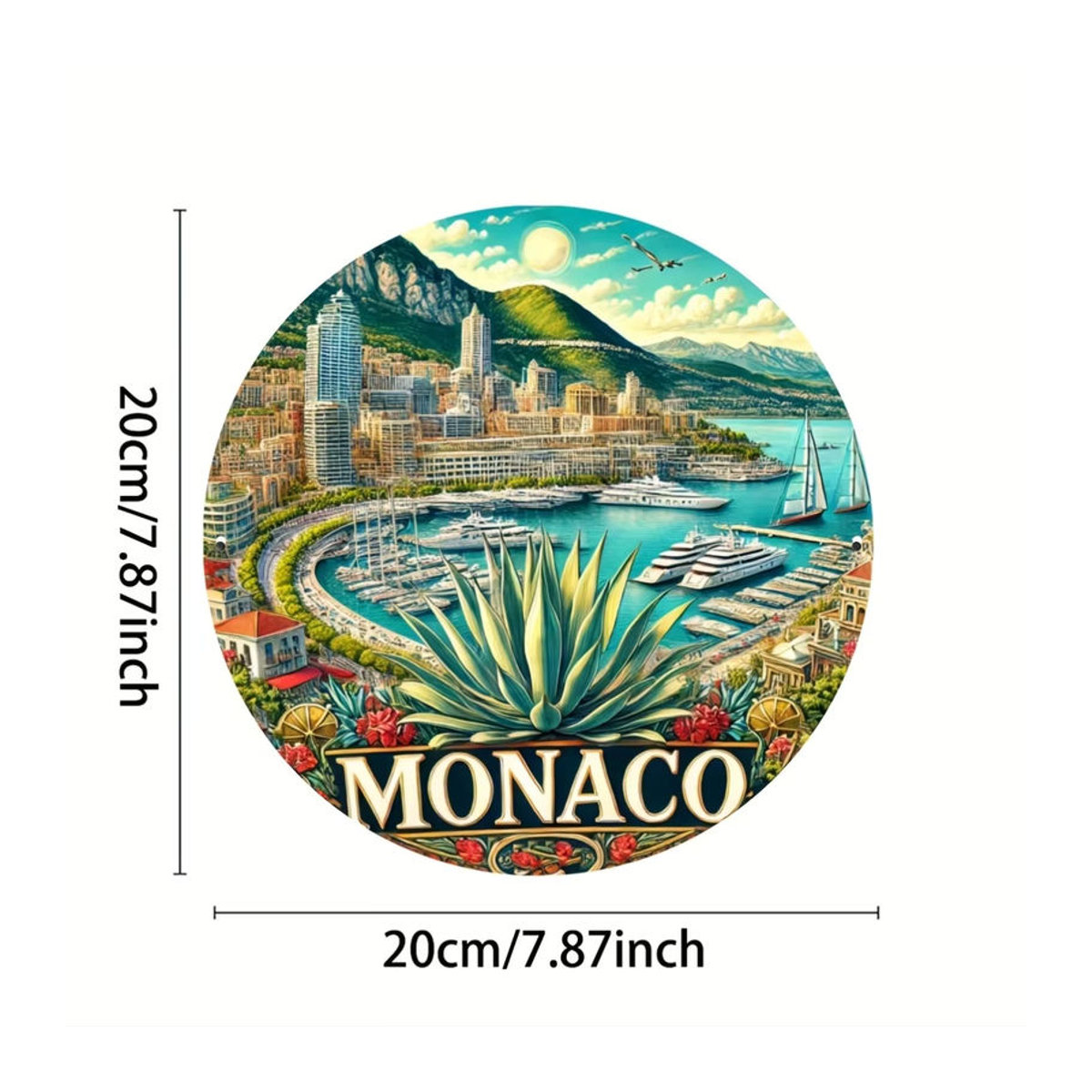 Potdemiel Monaco Vintage Rundes Metallschild, Mehrfarbig, Durchmesser: 20 cm - Bild 2