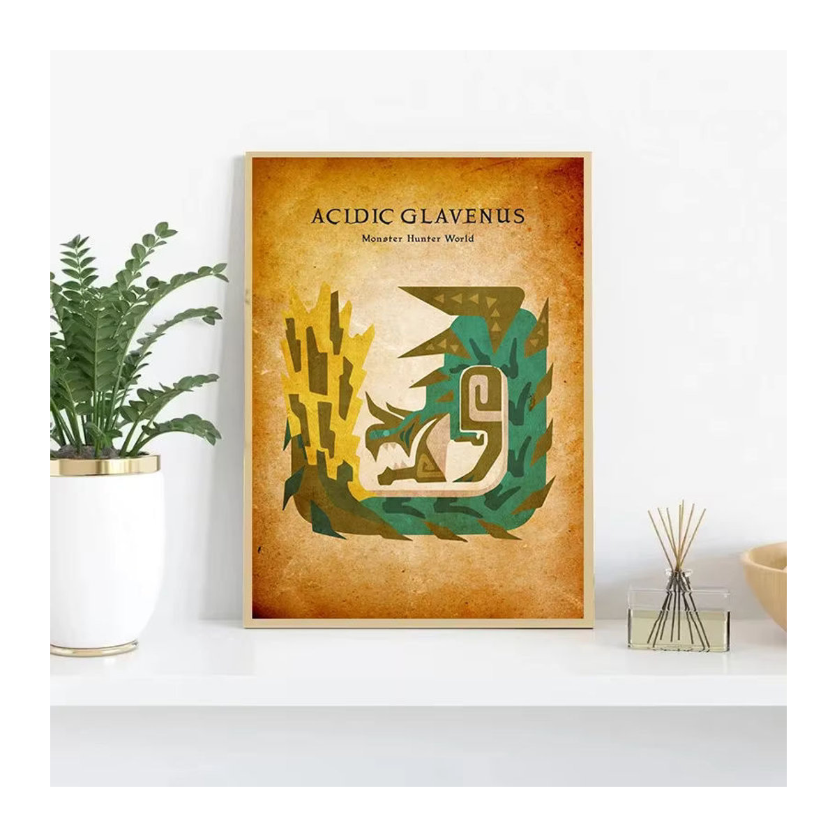 Potdemiel Monster Hunter Leinwandbild Vintage Wanddeko Mehrfarbig - Bild 1