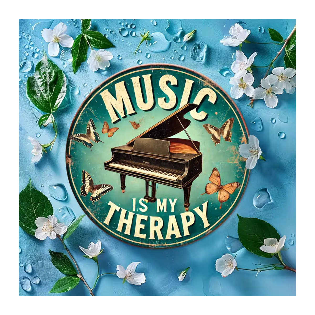 Potdemiel Music Is My Relax Vintage Wandkunst aus Metall, mehrfarbig, B/H: 20,3 x 20,3 cm - Bild 3