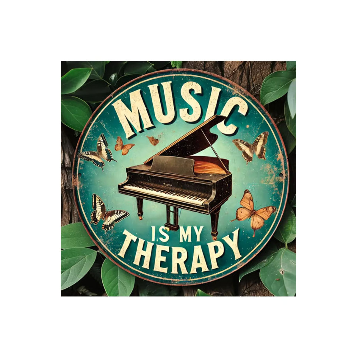 Potdemiel Music Is My Relax Vintage Wandkunst aus Metall, mehrfarbig, B/H: 20,3 x 20,3 cm - Bild 4